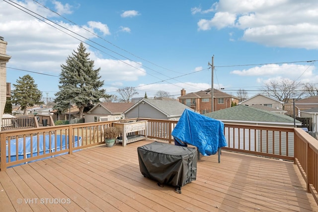 deck with a residential view