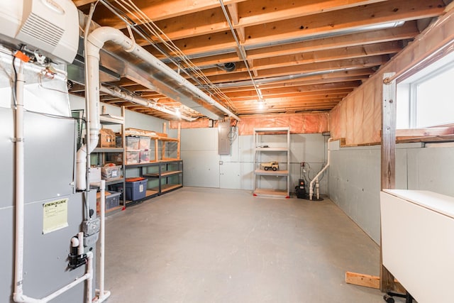 basement with electric panel