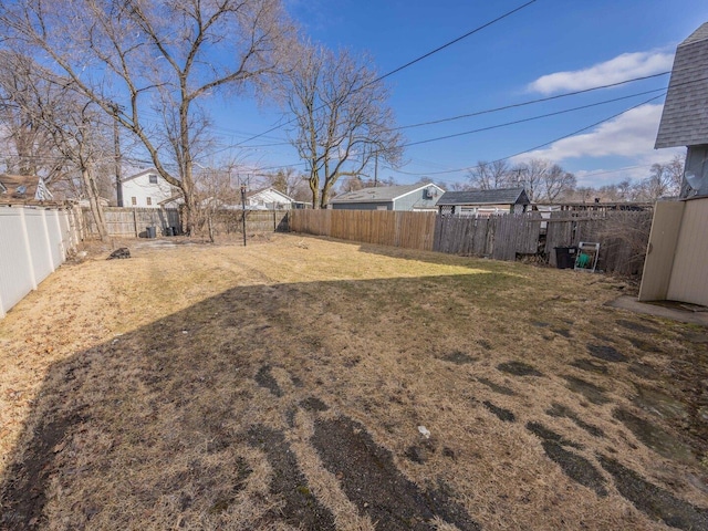 view of yard featuring a fenced backyard