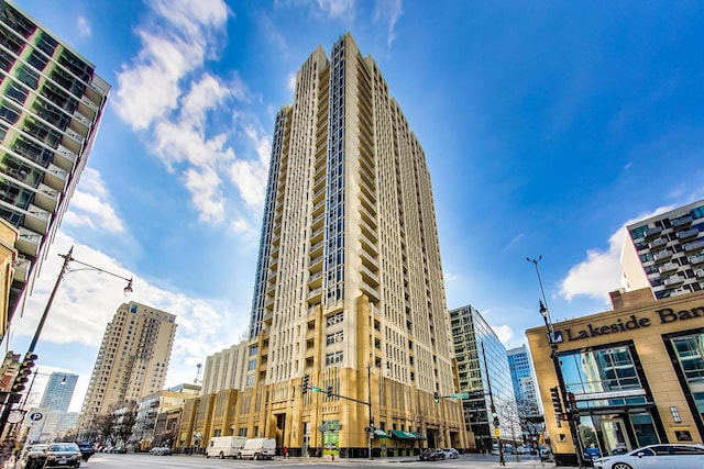 view of building exterior with a city view