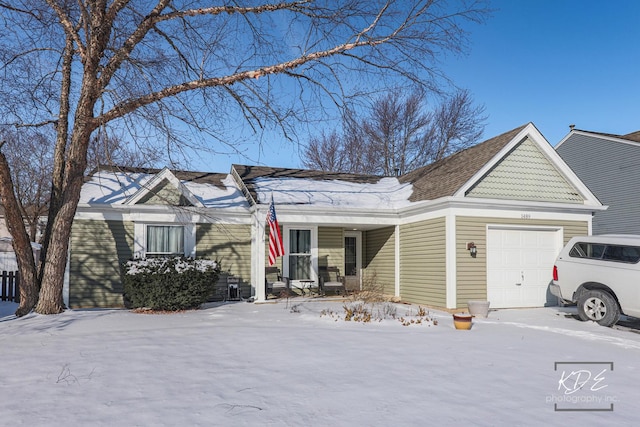 ranch-style house featuring a garage