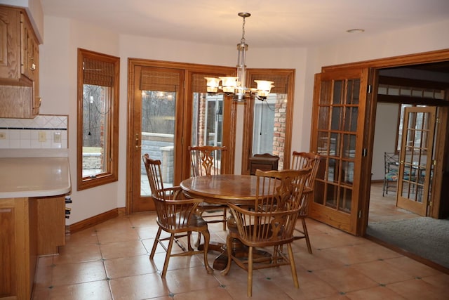 dining room with an inviting chandelier