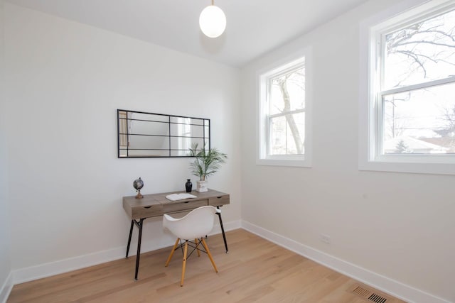 office featuring light wood-type flooring