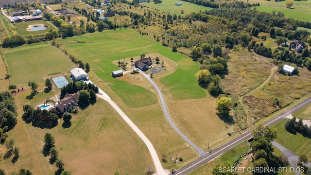 aerial view with a rural view