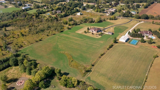 drone / aerial view with a rural view