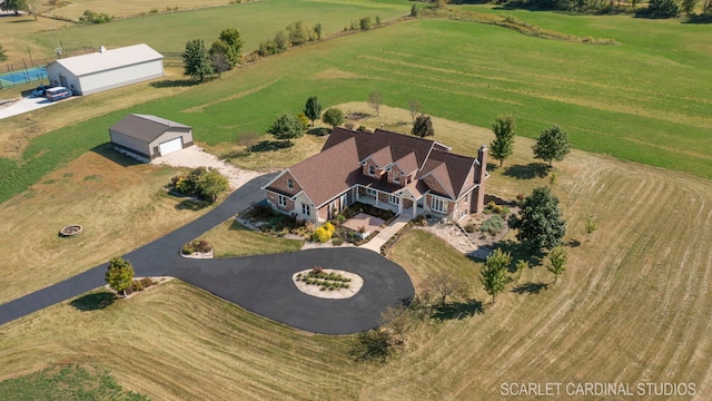 aerial view with a rural view