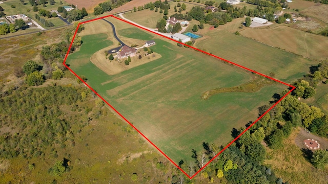 drone / aerial view with a rural view