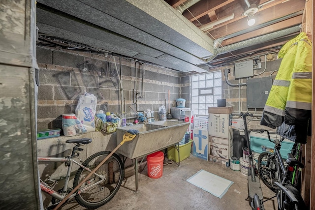 basement featuring sink