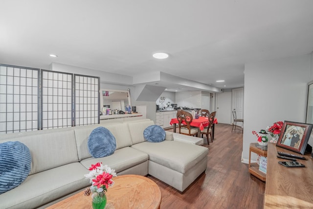 living room featuring wood-type flooring