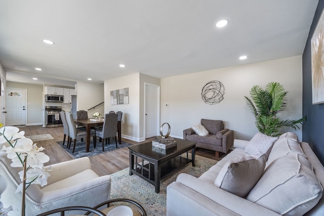 living room with light wood-type flooring