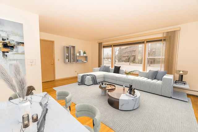 living room featuring light hardwood / wood-style floors