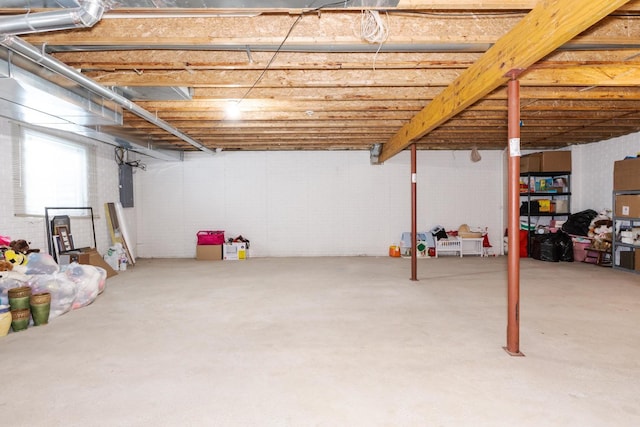 basement with electric panel