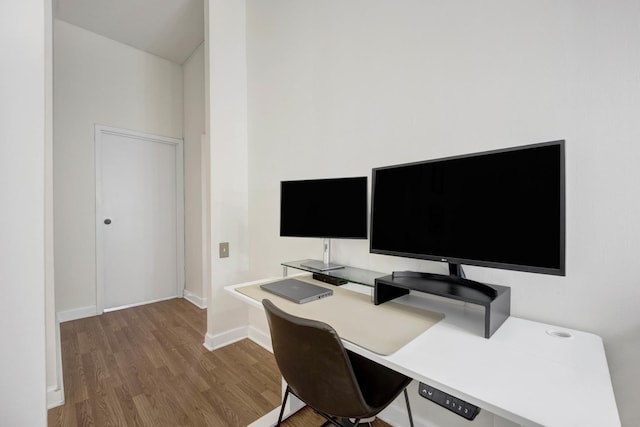 office space featuring wood-type flooring