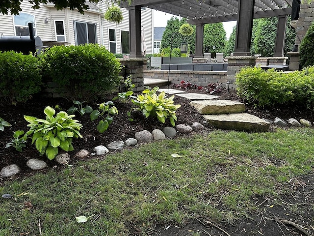 view of yard featuring a pergola