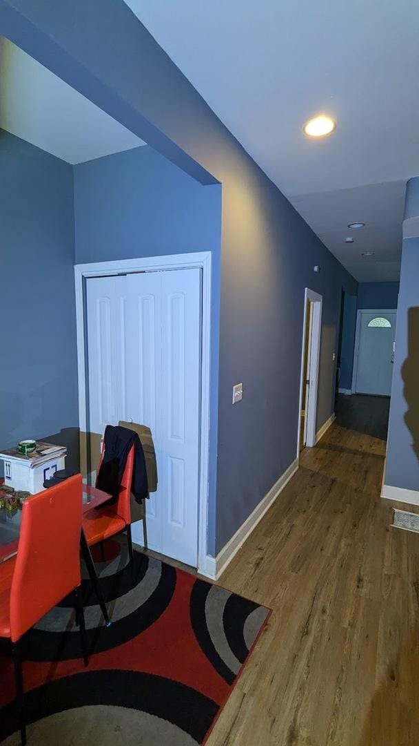 office area featuring hardwood / wood-style floors