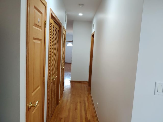 hall featuring light wood-type flooring