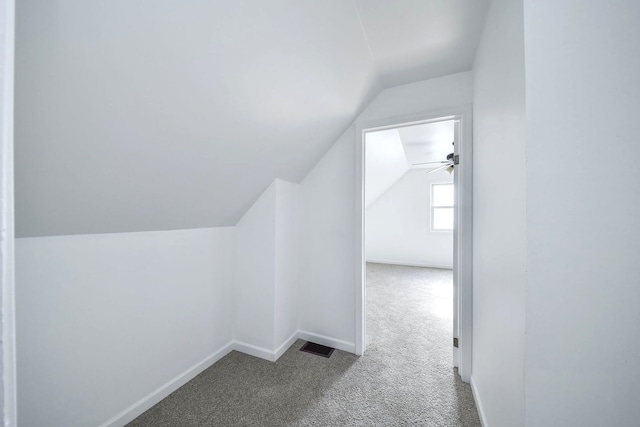 bonus room featuring vaulted ceiling and carpet floors