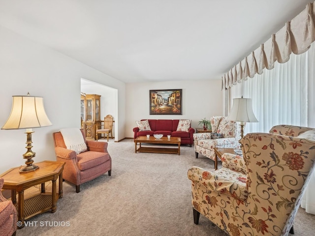 living room featuring carpet floors