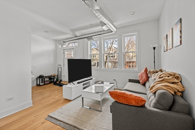 living room featuring light hardwood / wood-style floors