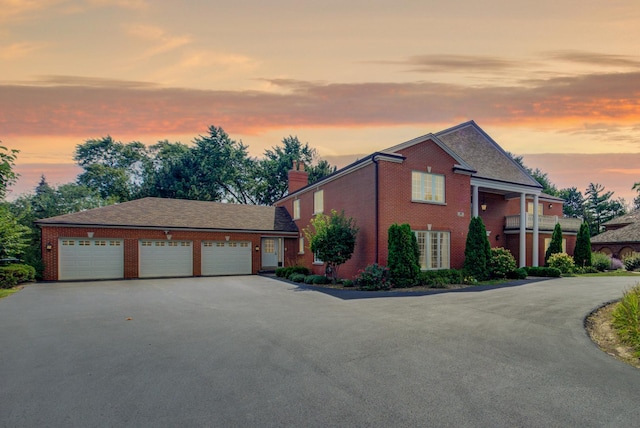 view of front of house with a garage