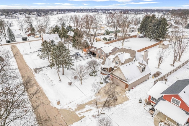 549 Beachview Dr, Lake Holiday, IL 60552 - snowy aerial view featuring a residential view
