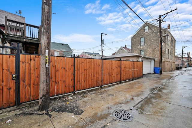 exterior space featuring a garage