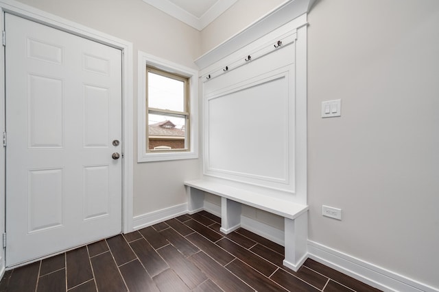 mudroom with crown molding