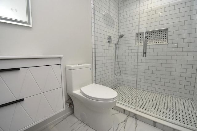 bathroom with toilet and walk in shower