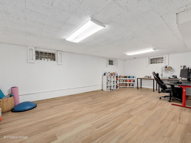 office area with light wood finished floors