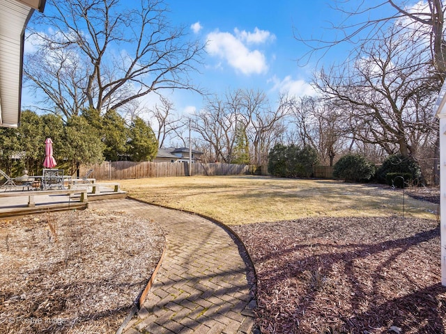 view of yard featuring fence