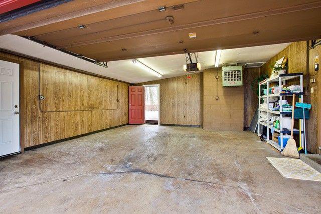 garage with a garage door opener