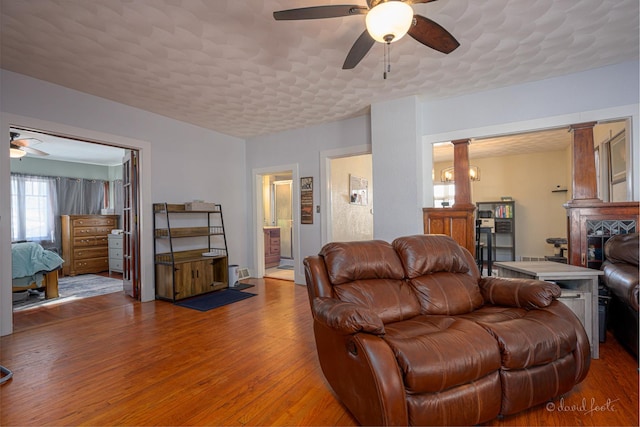 469 Dewey Ave, Galena, IL 61036 - living area featuring ceiling fan and wood finished floors