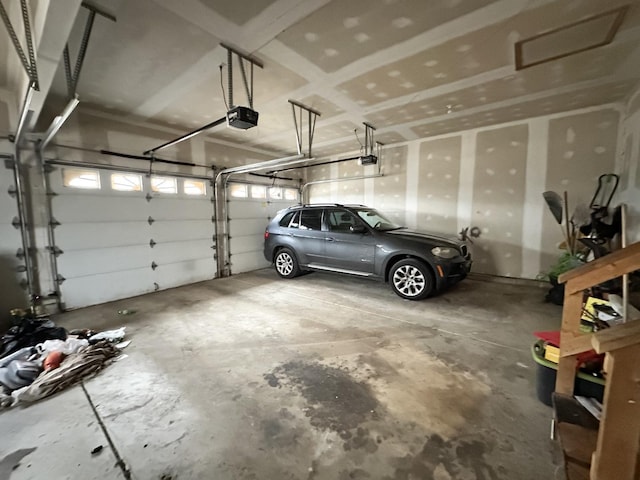 garage with a garage door opener