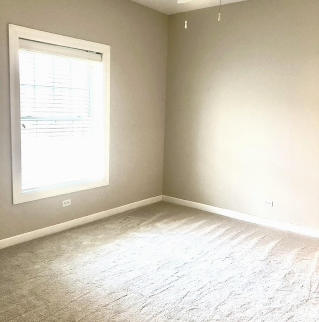 spare room with baseboards and carpet flooring