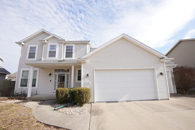 view of front property with a garage