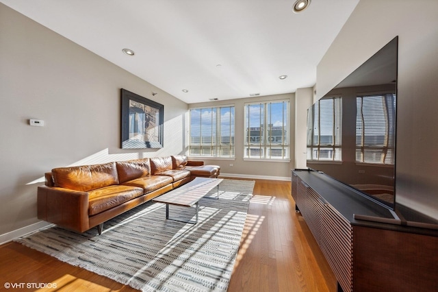 living room featuring light wood-type flooring