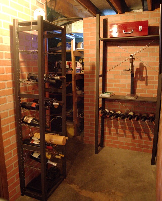 wine area with brick wall