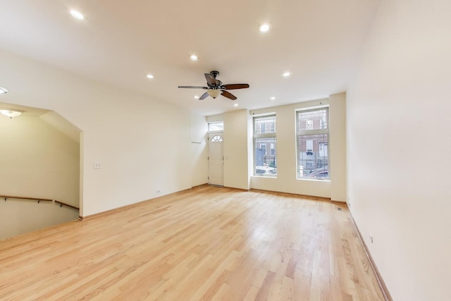 816 N Hermitage Ave, Chicago, IL 60622 - empty room with ceiling fan, recessed lighting, and light wood finished floors
