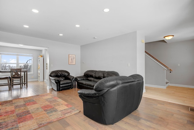 living room featuring light hardwood / wood-style floors