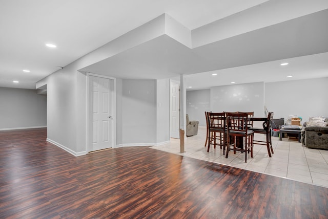 dining room with light wood-type flooring