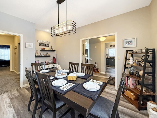 dining room featuring baseboards and wood finished floors