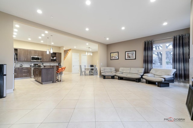 view of tiled living room