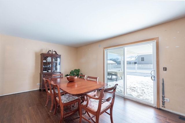 dining area featuring dark hardwood / wood-style floors