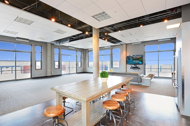 view of carpeted dining space