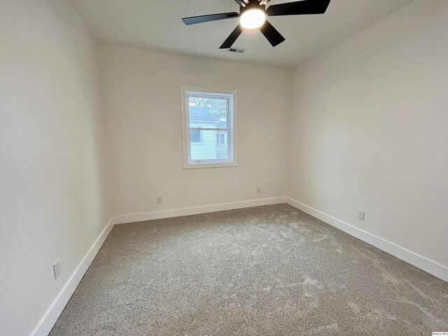 211 W Prairie St, Camp Point, IL 62320 - unfurnished room with carpet flooring, visible vents, baseboards, and ceiling fan