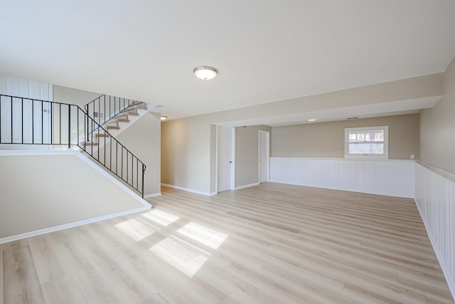 unfurnished living room featuring light hardwood / wood-style floors