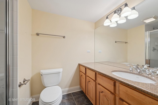 860 Gage Ln, Lake Forest, IL 60045 - bathroom with a shower with shower door, toilet, visible vents, baseboards, and tile patterned floors