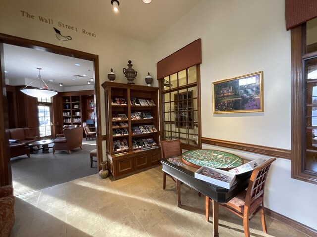 interior space featuring light tile patterned floors