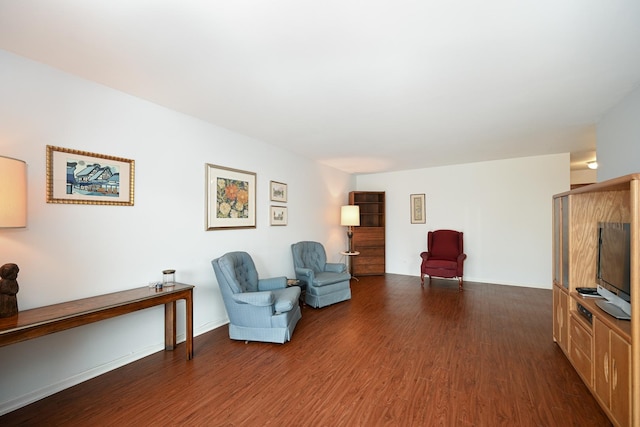 living area with dark wood finished floors