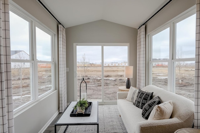 sunroom with vaulted ceiling